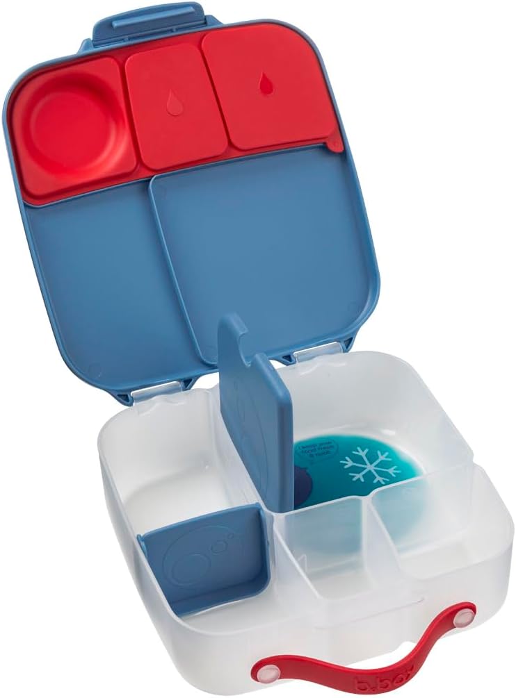 b.box 5-Compartment bento Style Lunch Box for Kids, Toddlers, Childrens, BPA-Free Food Storage Container with Cooler Pack, ON-The-GO Food Box with Handles Included Custom Divider, Lemon Twist