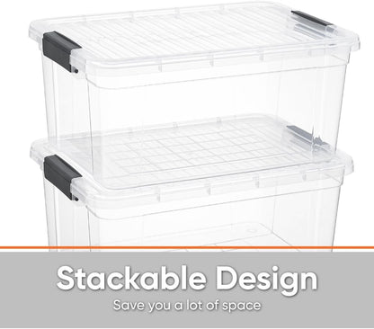 Superio Storage Bins with Lids- 3 Pack, 1.85 Qt Clear Boxes for Organizing, Stackable Plastic Containers- BPA Free, Non-Toxic, Odor Free, Organizer for Home, Office, Dorm