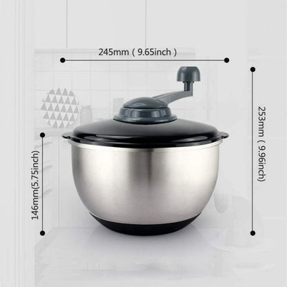 Salad Spinner, Stainless Steel Salad Dried Bowl, Great Capacity Innovative Design Vegetable Dehydrator with Grid and Bowl, Efficient and Easy Drying with Pull System,Silver-A