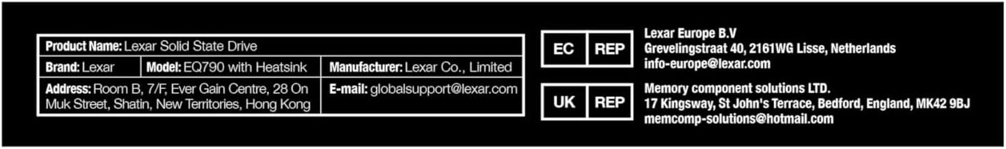 Lexar EQ790 1TB SSD with Heatsink M.2 2280 PCIe Gen4x4 NVMe 1.4, Blazing Speeds Up to 7000MB/s Read 5000MB/s Write for Intense Workloads & PS5 PC Gaming, High Performance Internal Solid State Drive