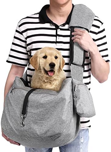 Ownpets Pet Dog Sling Carrier Bag Adjustable Padded Strap Dog Hand Free Safe Mesh Pet Carrier for Small Medium Dog Cat, Fit 10lbs up to 20 Pounds