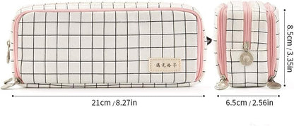 Big Capacity Pencil Case, OLIYuMi 3 Compartment Pencil Pouch Pencil Bag Storage Box Stationery Organizer Makeup Bag with Zipper Closure for Student Office College Boys and Girls (Pink)