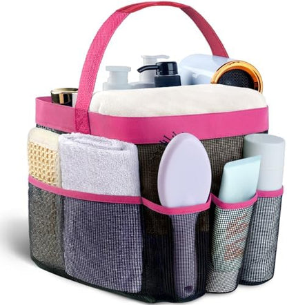 Attmu Mesh Shower Caddy Portable for College Dorm Room Essentials with 8 Pockets, Hanging Shower Caddy Basket Tote Bag Toiletry Accessories for Bathroom