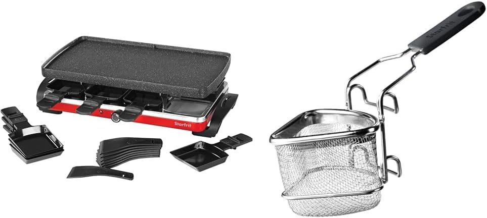 Starfrit The Rock Electric Raclette - 8 Person Party Grill - 8 Spatulas - Reversible Plate - 1500W
