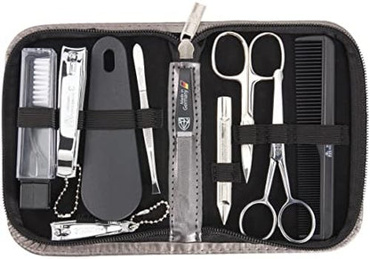 3 Swords Germany - brand quality 10 piece manicure pedicure grooming kit set for professional finger & toe nail care scissors clipper fashion leather case in gift box, Made by 3 Swords (003164)