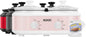 KOOC Double Small Slow Cooker, Buffet Server and Warmer, 2 Mini Pots with 3 Individual Adjustable Temp, Dual Ceramic Pots, Free Liners for Easy Clean-up, Stainless Steel, Total 2.5 Quart, Pink, Round