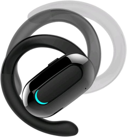 Open Ear Headphone,5.3 Bluetooth Headset for Cell Phones Wireless Earpiece Single Headset 15Hrs Talking with Noise Cancelling Mic Handsfree Earbud for iPhone Android Laptop Trucker Driver(Black)