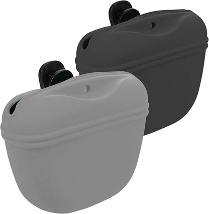 Silicone Dog Treat Pouch 2pcs, MGKSHADOW Treat Pouch Dog Training with Clip and Magnetic Closure, Dog Treat Bag for Dog Walks (Grey & Black)