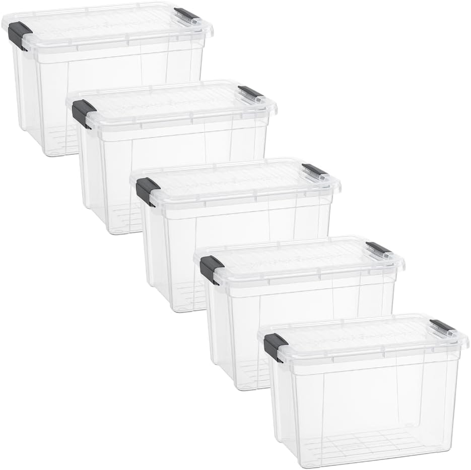Superio Storage Bins with Lids- 3 Pack, 1.85 Qt Clear Boxes for Organizing, Stackable Plastic Containers- BPA Free, Non-Toxic, Odor Free, Organizer for Home, Office, Dorm
