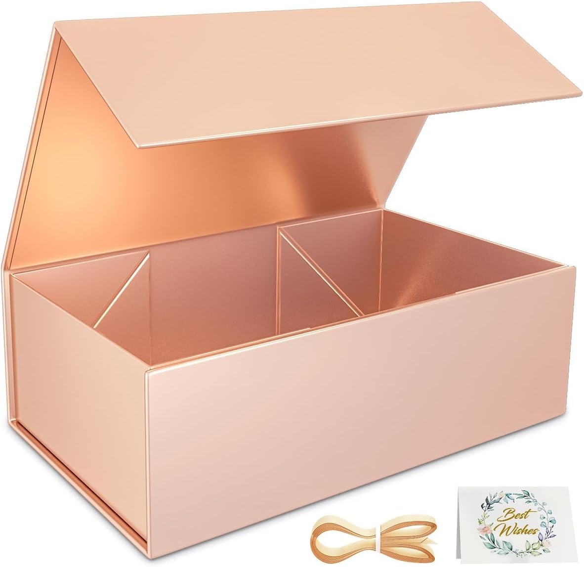 Black Gift Box, 9.5x6x3 Inch Gift boxes for Presents with Lids Magnetic Closure Rectangle Collapsible for Groomsman Proposal Box, Wedding, Christmas, Halloween, Birthday Gifts Packging