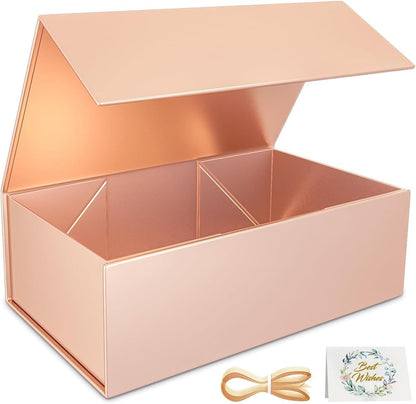 Black Gift Box, 9.5x6x3 Inch Gift boxes for Presents with Lids Magnetic Closure Rectangle Collapsible for Groomsman Proposal Box, Wedding, Christmas, Halloween, Birthday Gifts Packging