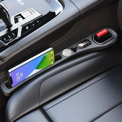MBERFITU 2 Pack Car Seat Gap Filler Organizer, PU Leather Seat Crevice Blocker Fill The Gap Between Seat and Center Console Stop Things from Dropping (Updated Version)