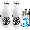 Light Bulb Security Cameras Wireless Outdoor 5GHz/2.4GHz, 2K Lightbulb Cameras for Home Security Indoor, Eagle Eye Camera for E27 Light Skoct 24/7 Motion Detection Color Night Vsion 2 Pack