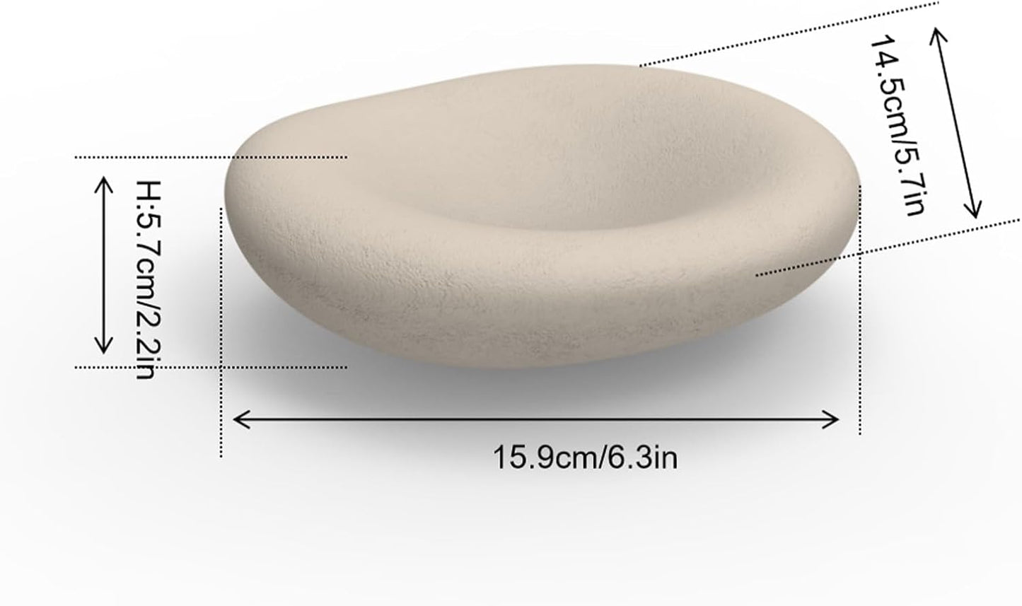 Handcrafted Concrete Cloud Bowl for Home Decor, Modern Decorative Key Tray and Jewelry Dish, Organic Asymmetrical Storage Bowl, Beige - PuriLite
