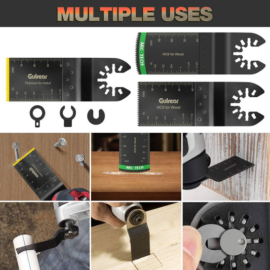 50PCS Universal Oscillating Tool Oscillating Saw Blades, Include 5PCS Titanium Oscillating Multitool Blades for Metal and Hard Material, Quick Release Multi Tool Blades Fits Most Models The Market - PuriLite