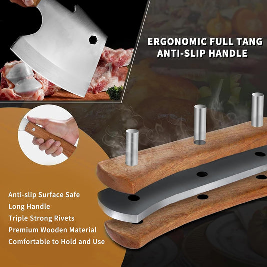 Meat Cleaver Heavy Duty Axes Shape Super Heavy and Thick Bone Breaker Professional Butcher’s Knife - Pearwood Handle for Kitchen Home K1Z - ZENG JIA DAO