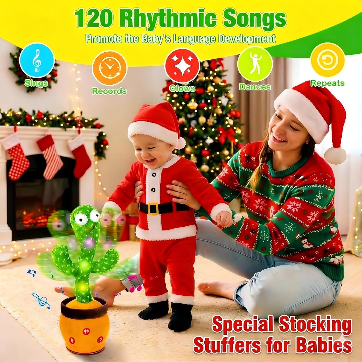 Ayeboovi Dancing Talking Cactus Toy for Kids – Mimicking Recording Cactus with 120 Songs, Glowing Dancing Plush, Educational & Fun Toddler Gift for Ages 3-6 - PuriLite