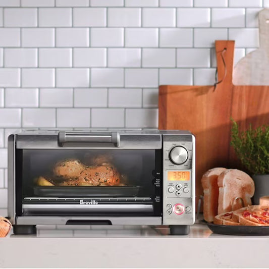 Breville 1800W Mini Smart Toaster Oven Stainless Steel BOV450XL: Countertop, 4-Slice, Dual Rack, Auto Shut-Off - PuriLite