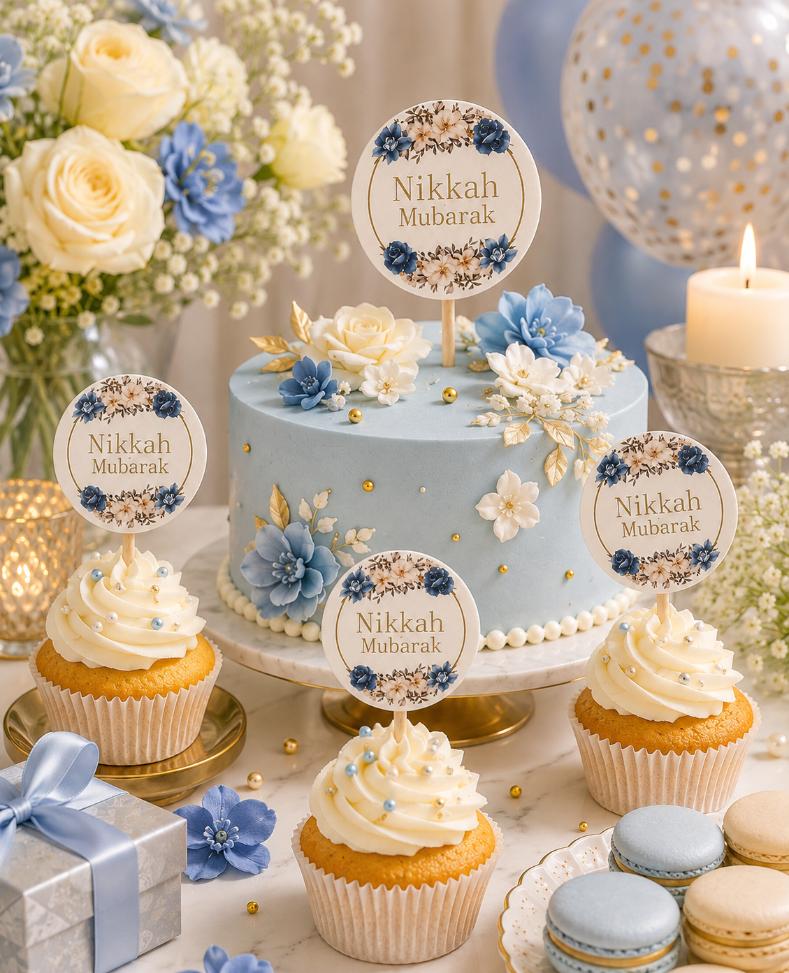 Qabool Hai & Nikah Mubarak Sweet Toppers | 10 PCS Pack | Wedding Cake Toppers | Nikah Decorations