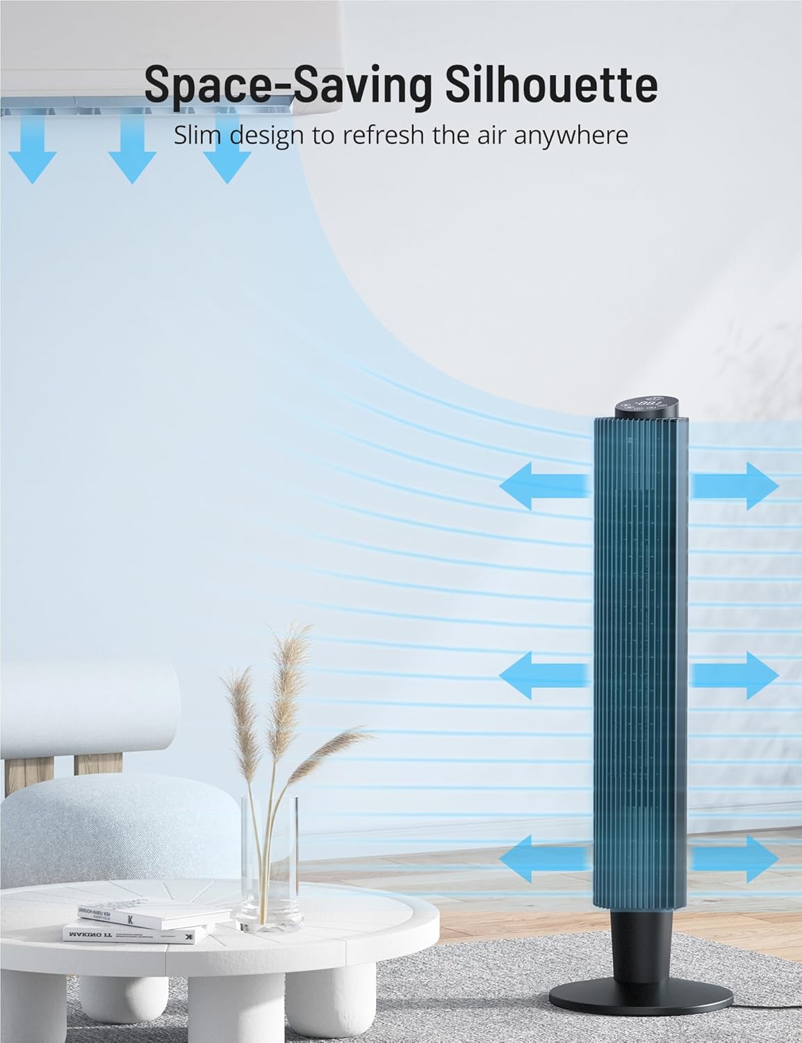 Tower Fan with Remote, 90° Oscillating Quiet Cooling Fan, 42'' or 36'' Height Adjustable, 5 Speeds, Sleep Mode, 12H Timer, Tall Standing Room Fan for Bedroom, Office and Home
