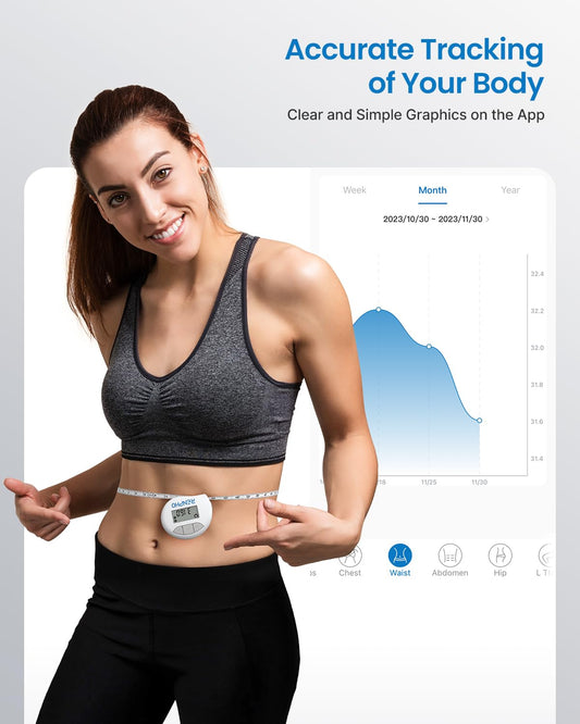 Smart Tape Measure RENPHO Bluetooth Measuring Tapes for Body Measurement Muscle Gain Fitness Bodybuilding Retractable Circumferences Inches & cm