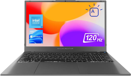 Machenike Machcreator N17A 17.3" Laptop, 17.3" FHD 120Hz Display, 4-Cores Intel Processor, 16GB DDR5 RAM, 512GB PCIe SSD, HDMI, Webcam, Backlit Keyboard, SD Card Reader, Wi-Fi, Windows 11 Home, Grey