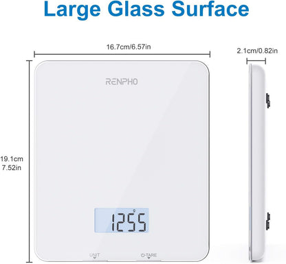RENPHO Smart Food Nutrition Kitchen Scale, Food Scale for Food Ounces and Grams, Coffee Scale with Timer, Nutritional Calculator for Keto, Macro, and Calorie with Smartphone App, White
