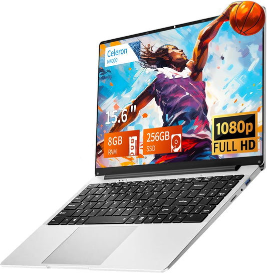 Gaming Laptop,15.6 inch Traditional Laptops N4000, Laptop with 8 GB RAM, 256 GB SSD, Slim Light Netbook WiFi5 Mini-HDMI 180 Angle Opening BT5.0, USB3.0, Thin and Light Laptop For Student Business Work