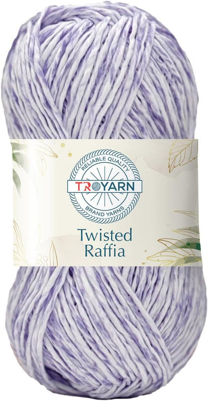 Troyarn Twisted Raffia Yarn for Crafting and Design,Raffia for Creative Projects, Soft Beach Bag,Hat, Hand Knitting Handbags Medium(4) 100% Polyester / 3.52 Oz(100g)/109 Yd (100m)(118202 - Purple Mix)