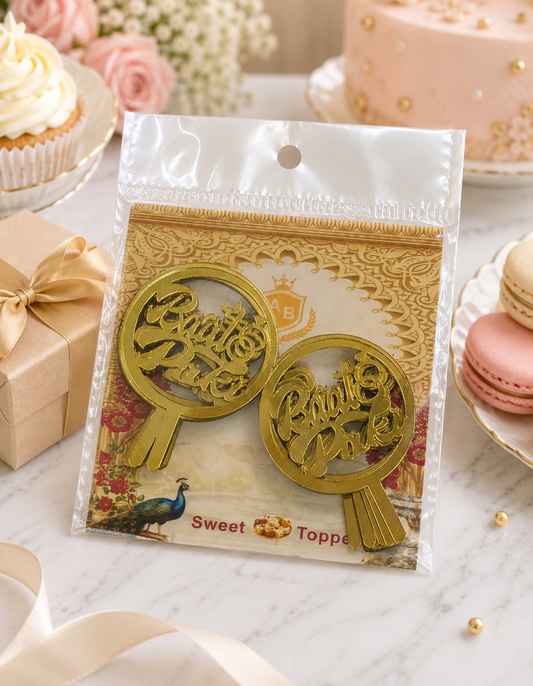 Acrylic Sweet Toppers 10pcs Pack Happy Birthday, Nikah Mubarak, Baat Paki Cake & Cupcake Decoration