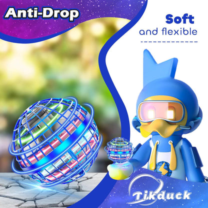 Tikduck Flying Orb Ball Toy – Hand-Controlled Mini Drone, Hover Globe for Kids & Adults, Indoor/Outdoor Fun, Birthday Gift for Ages 6+ (Blue) - PuriLite