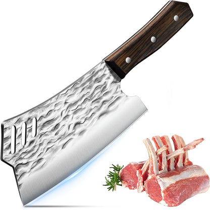 Meat Cleaver Chef Knife, 7.2 Inch Heavy Duty Bone Chopper, Ultra Sharp Butcher Knives for Meat Vegetable Cooking Tool, Gifts for Women Men