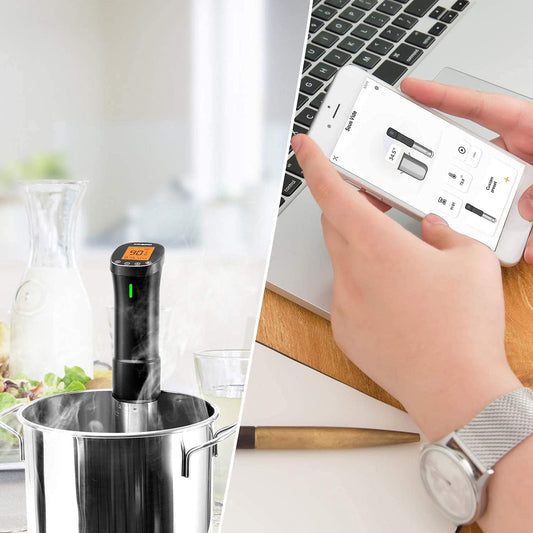 Sous Vide Machine Inkbird Wifi Sous Vide Cooker, 1000W Remote Control Immersion Circulator with APP RecipesTimer Alarm Mobile Notification 3D Water Heating Ultra-Quiet ISV-200W - PuriLite
