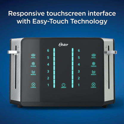 Oster 4-Slice Touchscreen Toaster with Digital Controls, Black and Stainless Steel