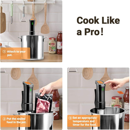 Sous Vide Machine Inkbird Wifi Sous Vide Cooker, 1000W Remote Control Immersion Circulator with APP RecipesTimer Alarm Mobile Notification 3D Water Heating Ultra-Quiet ISV-200W