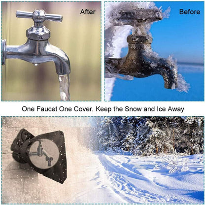 Outdoor Faucet Covers for Winter – 2-Pack Insulated Waterproof Spigot Covers – Freeze Protection for Outdoor Water Faucets & Pipes – Black - PuriLite