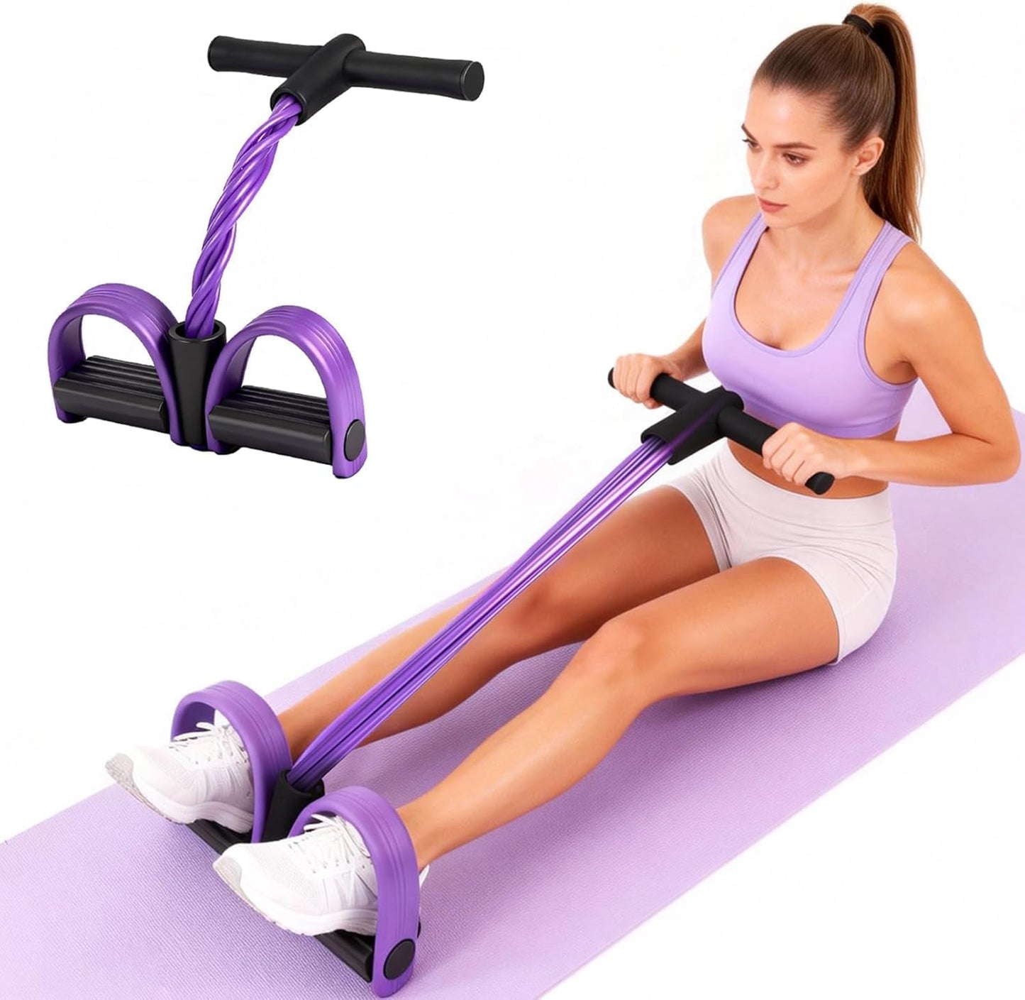 Multifunction Tension Rope, 6-Tube Elastic Yoga Pedal Puller Resistance Band, Natural Latex Tension Rope Fitness, for Abdomen/Waist/Arm/Leg Stretching Slimming Training