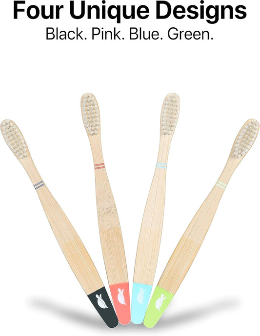 SeaTurtle Plant-Based Bristles, Bamboo Toothbrushes, Soft Natural Toothbrush for Kids (4 Pack)