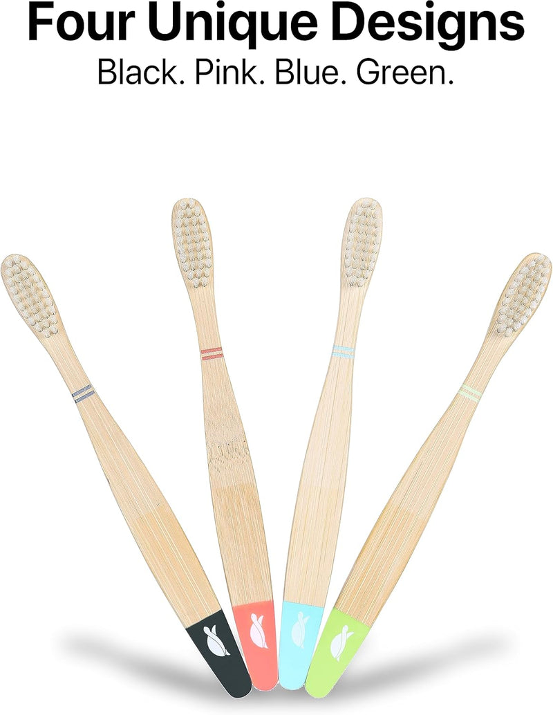 SeaTurtle Plant-Based Bristles, Bamboo Toothbrushes, Soft Natural Toothbrush for Kids (4 Pack)