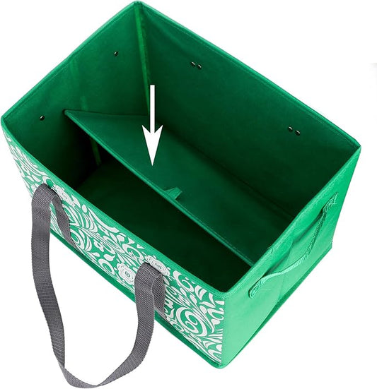 Yarlung 4 Pack Reusable Grocery Bags, Collapsible Large Storage Box Bag with Reinforced Bottom and Handle, Heavy Duty Foldable Shopping Tote Bags for Groceries, Clothes, Toys Organizer