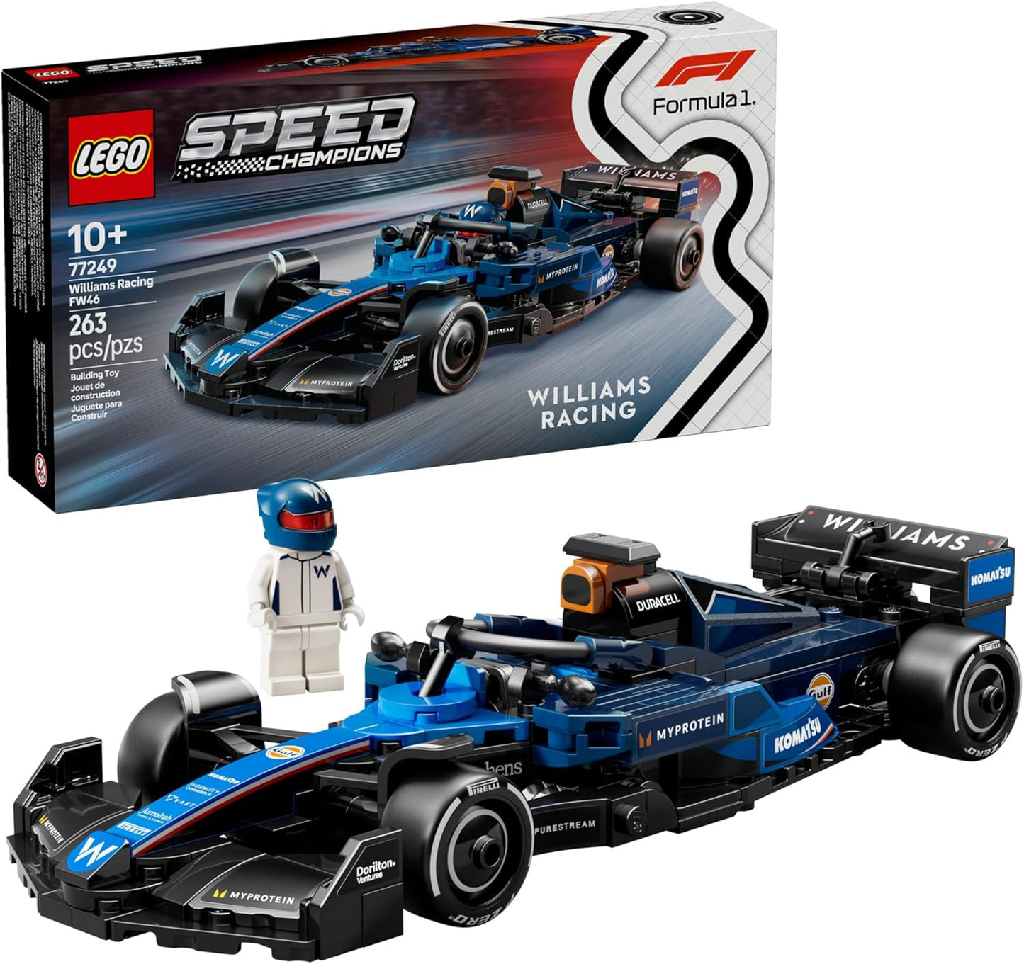 Open-Wheel Racing Car Building Set for Kids Ages 10+, 263-Piece Detailed Model with Driver Figure, Collectible Toy Car for Play and Display - PuriLite