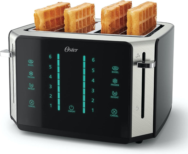 Oster 4-Slice Touchscreen Toaster with Digital Controls, Black and Stainless Steel