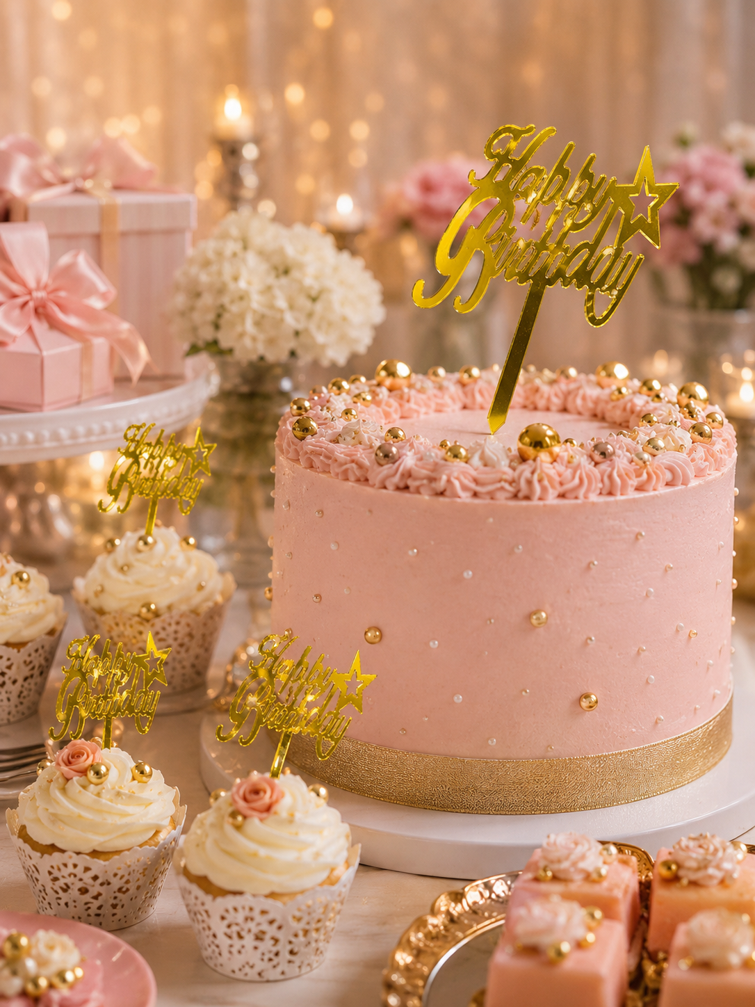 Acrylic Sweet Toppers 10pcs Pack Happy Birthday, Nikah Mubarak, Baat Paki Cake & Cupcake Decoration