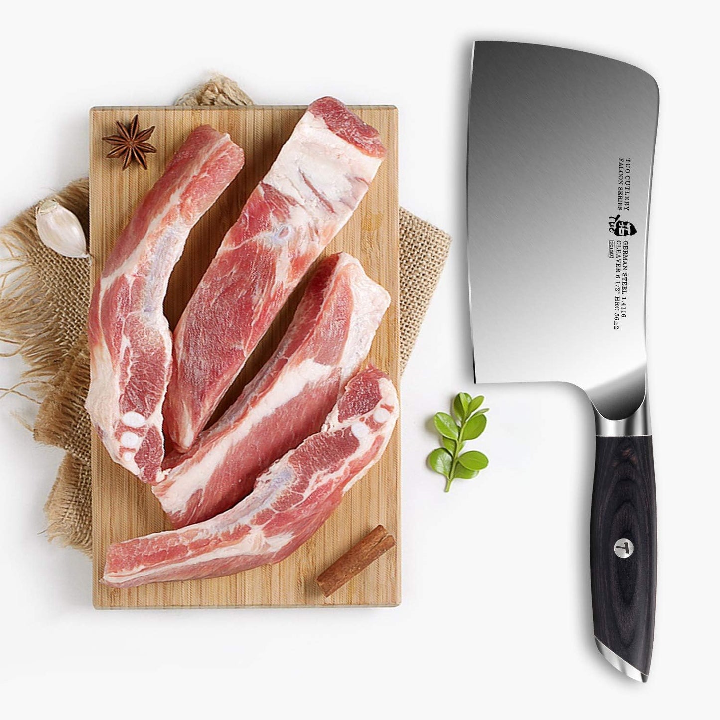 TUO Vegetable Meat Cleaver Knife - Cleaver Knife 6.5 inch Chopping Chopper Butcher Knife Chinese Cleaver - German HC Steel with Pakkawood Handle - Falcon Series with Gift Box