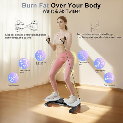 Waist Twister Ab Machine, 300 lbs Weight Capacity, Adjustable Ab Twister Board with Foot Massage for Belly Fat Loss, Noiseless Home Gym Equipment for Women/Men
