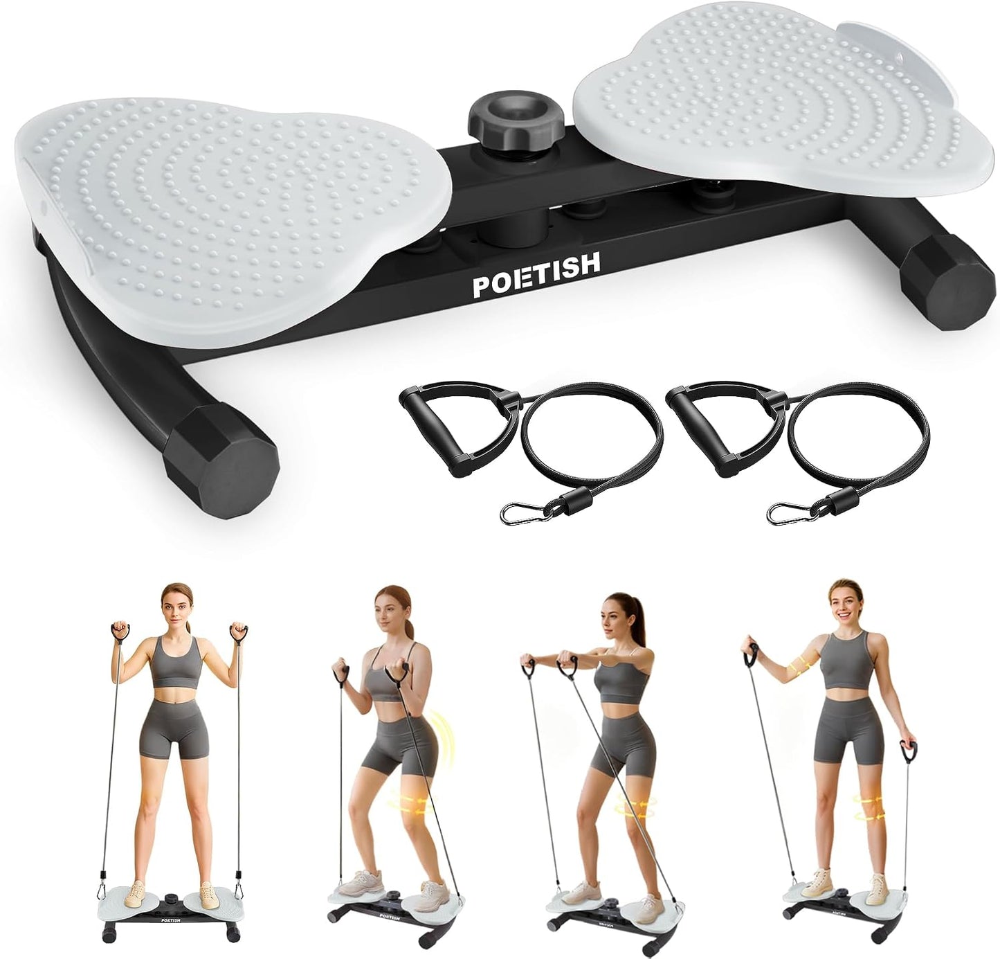Waist Twister Ab Machine, 300 lbs Weight Capacity, Adjustable Ab Twister Board with Foot Massage for Belly Fat Loss, Noiseless Home Gym Equipment for Women/Men