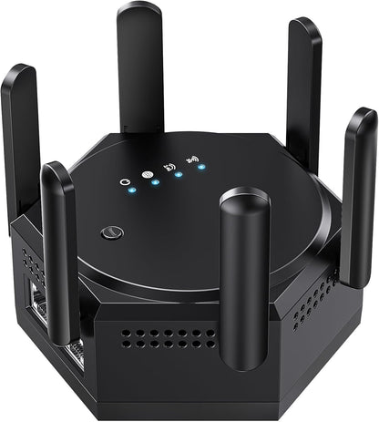 1200Mbps Dual Band (5GHz/2.4GHz) WiFi Extender Signal Booster,WiFi Repeater Covers Up to 12880Sq.ft and 60 Devices,Internet Booster with Ethernet Port for Home Wireless (Black)