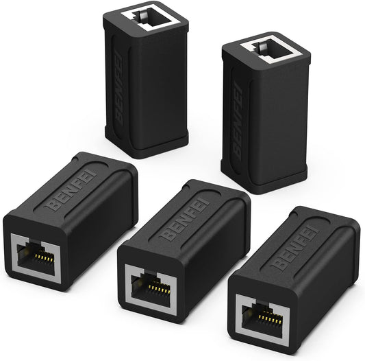 RJ45 Inline Coupler, BENFEI 5 Pack Cat7 Cat6 Cat5e Ethernet Extender 10Gbps Coupler Female to Female