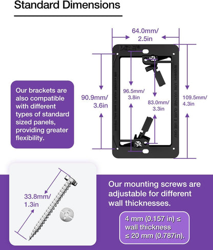VCE 5-Pack Single Gang Low Voltage Mounting Bracket Wall Plate for Telephone Wires, Network Cables, HDMI, Coaxial, Speaker Cables (Black)