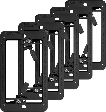 VCE 5-Pack Single Gang Low Voltage Mounting Bracket Wall Plate for Telephone Wires, Network Cables, HDMI, Coaxial, Speaker Cables (Black)
